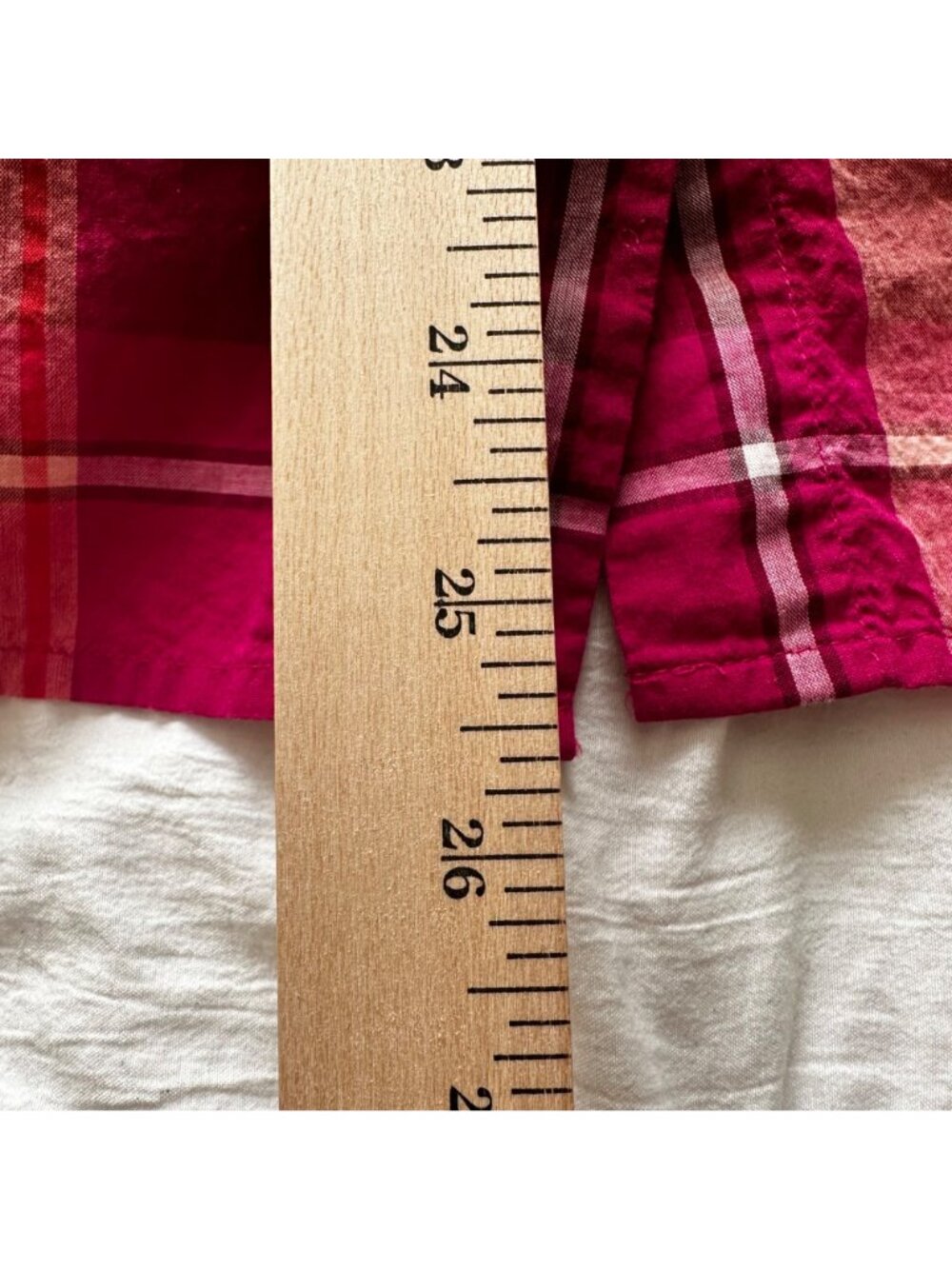 Old Navy Boyfriend Strawberry Plaid One Pocket Shirt XL Cotton Womens Cottage - Picture 8 of 10